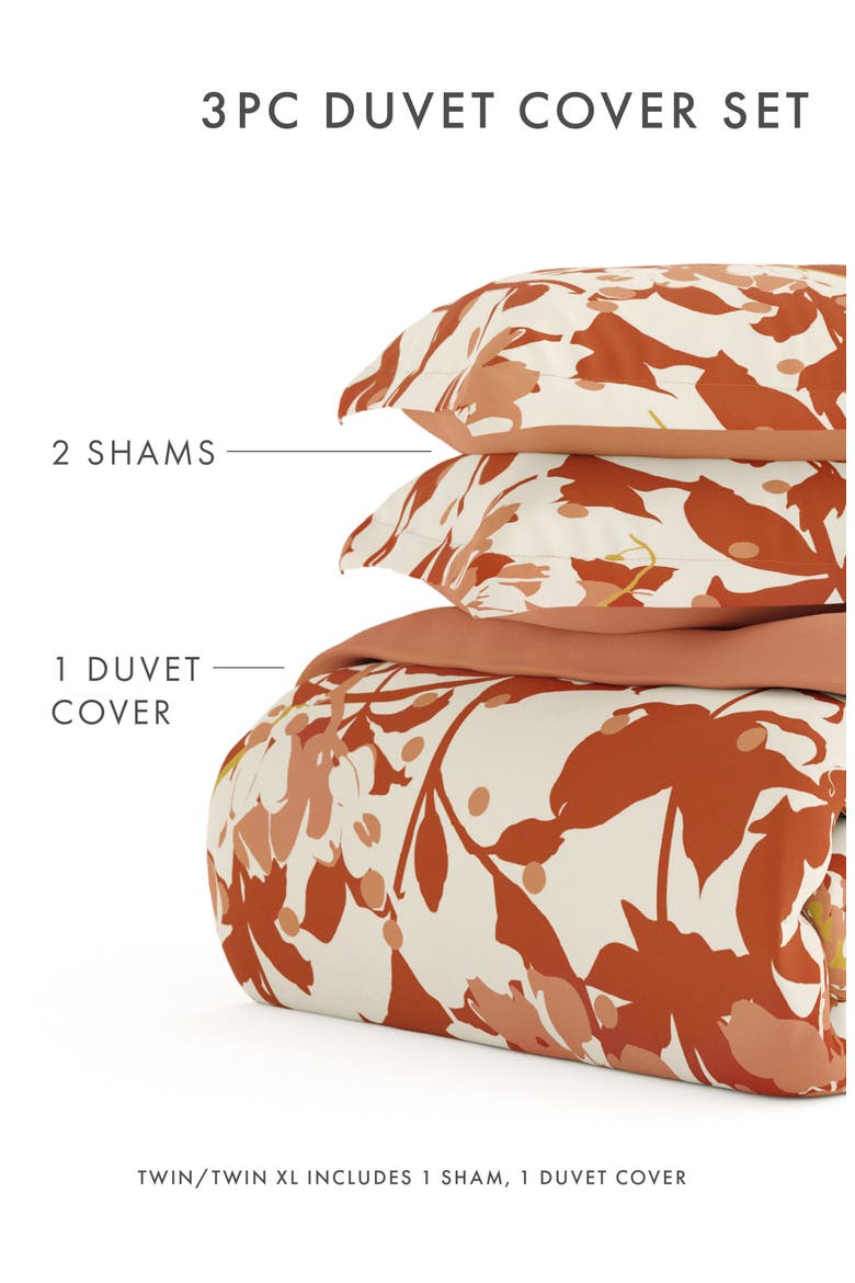 Premium Ultra Soft Boho Flower 3-Piece Reversible Duvet Cover Set, Alternate, color, CLAY