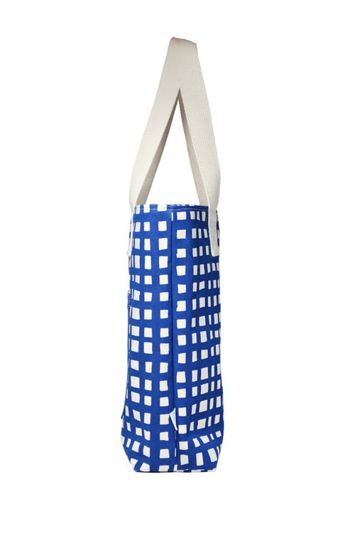 Dance Happy Grid Carry All Tote Bag In Navy