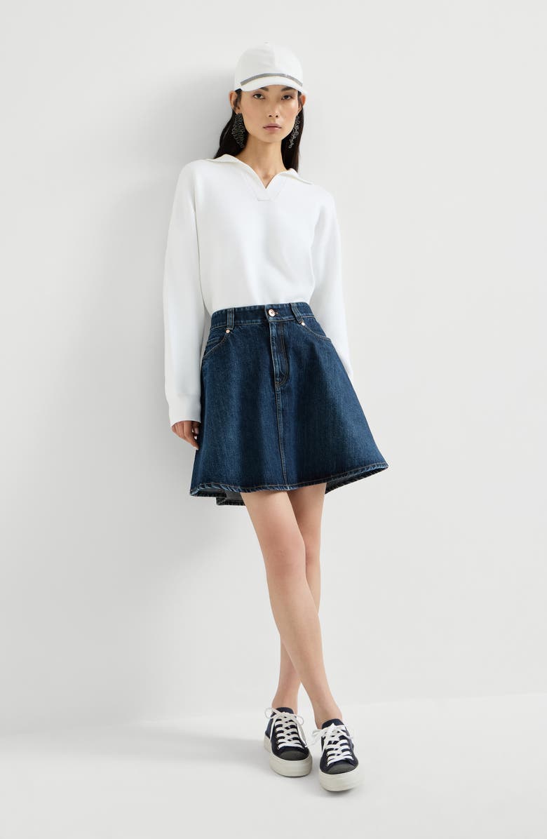 Brunello Cucinelli Denim mini skirt, Alternate, color, Denim