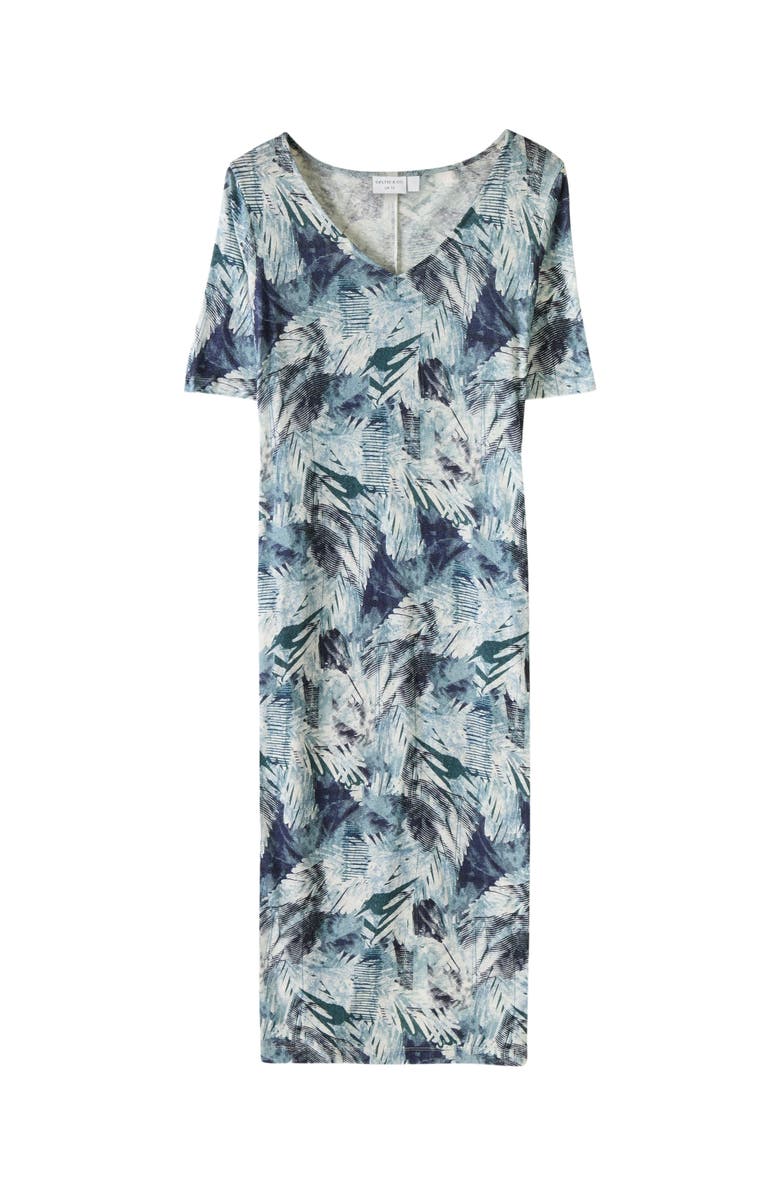 Celtic & Co. Linen Blend Midi Dress, Alternate, color, Navy Leaf