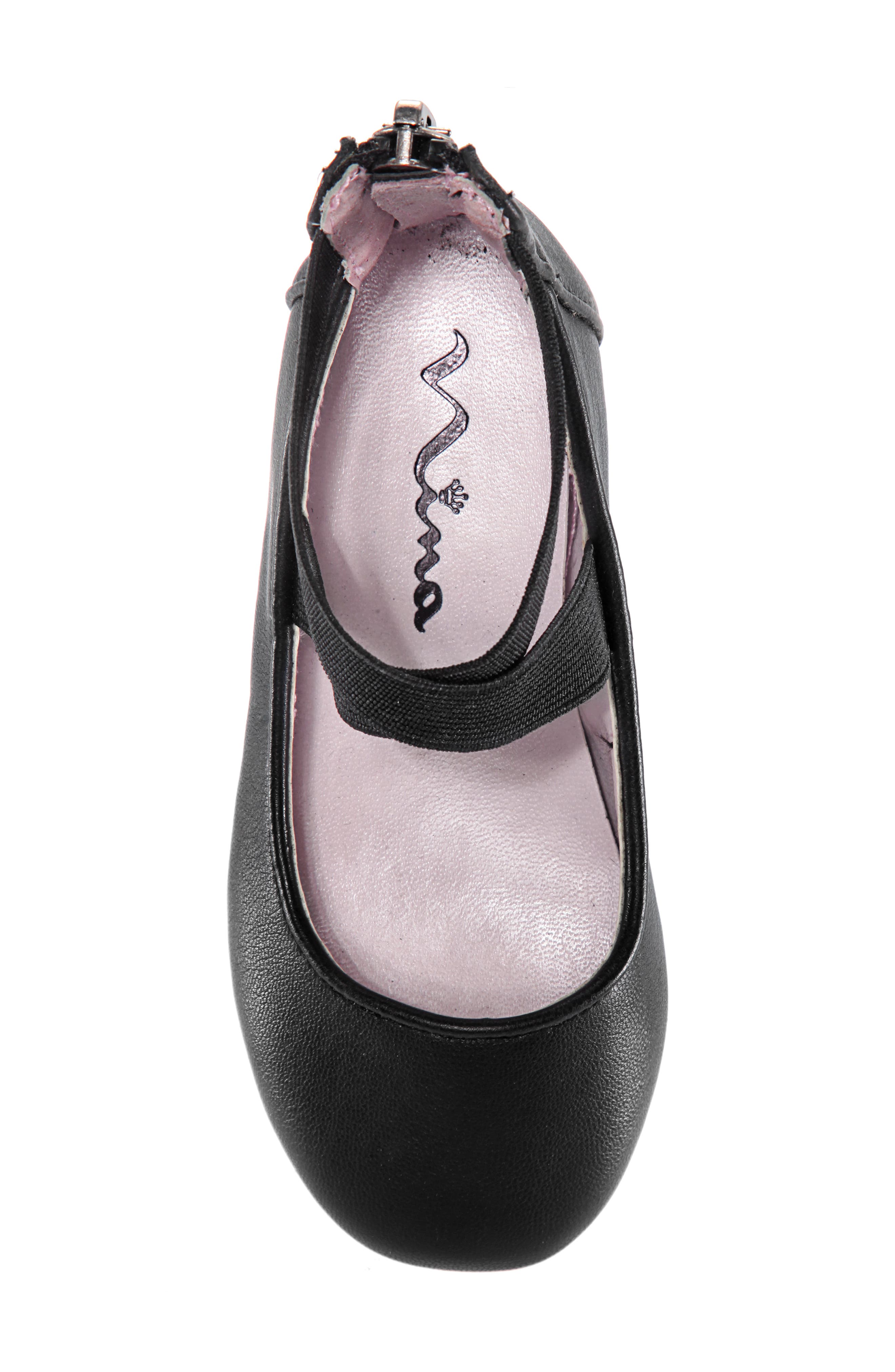 Nina Marissa Cross Strap Flat, Alternate, color, Black Faux Leather