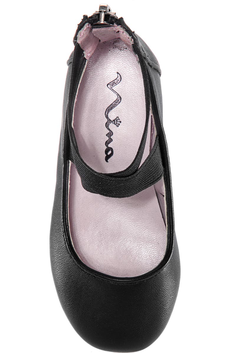 Nina Marissa Cross Strap Flat, Alternate, color, Black Faux Leather