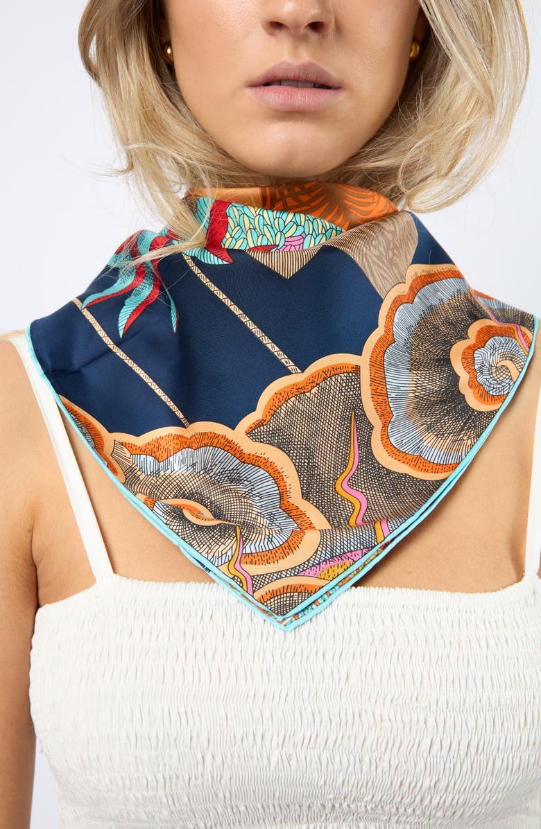 Viens Avec Moi Full Moon Large Silk Scarf, Alternate, color, Burgundy And Sage