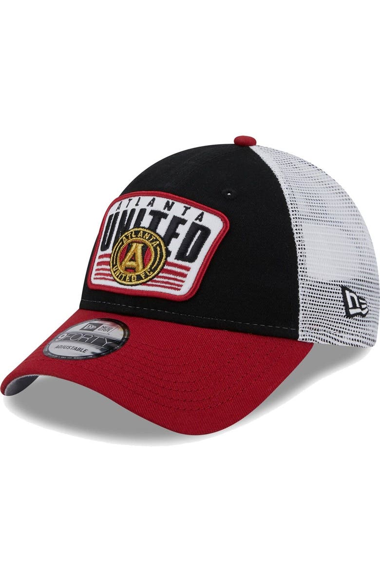 New Era Men's New Era Black/Red Atlanta United FC Patch 9FORTY Trucker Snapback Hat, Main, color, 