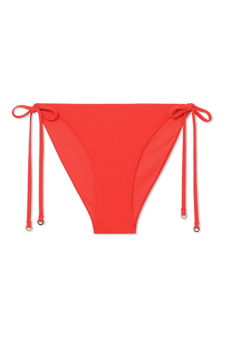 Riah Side Tie Bikini Bottoms, Alternate, color, CORAL ORANGE