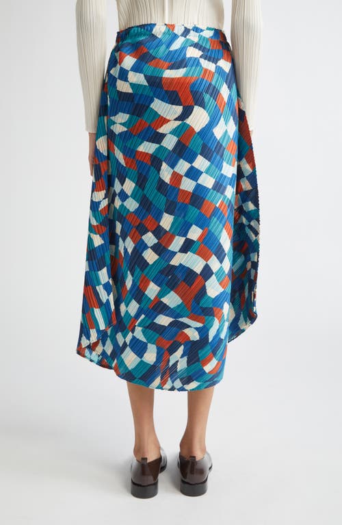 Issey Miyake Pleats Please  Dancing Square Pleated Midi Skirt In Blue