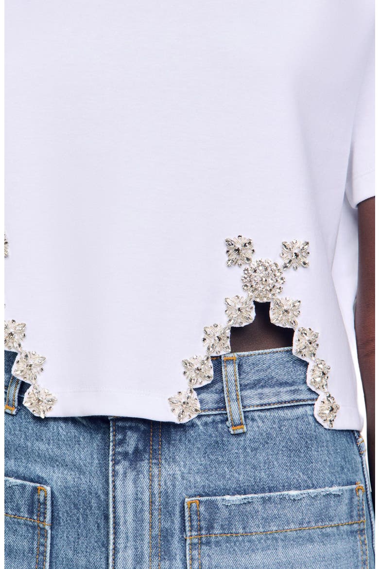 Rhinestone crop top, Alternate, color, White