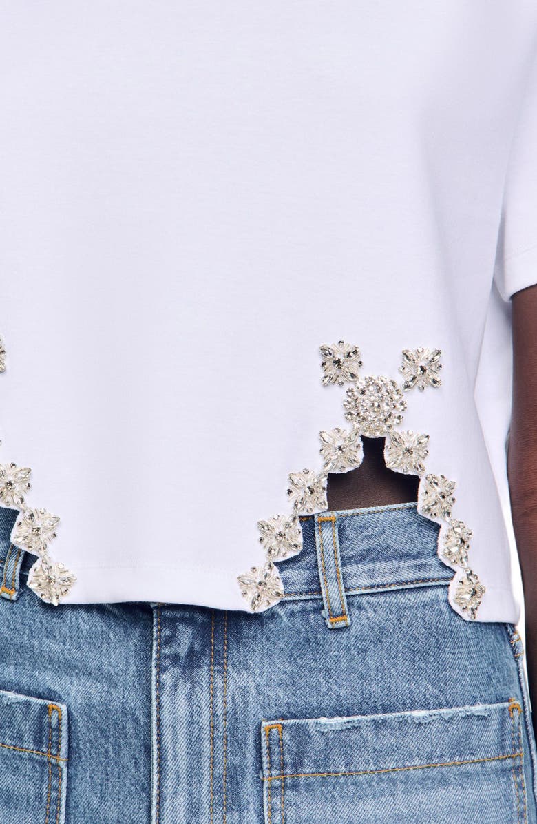 SANDRO Rhinestone crop top, Alternate, color, White