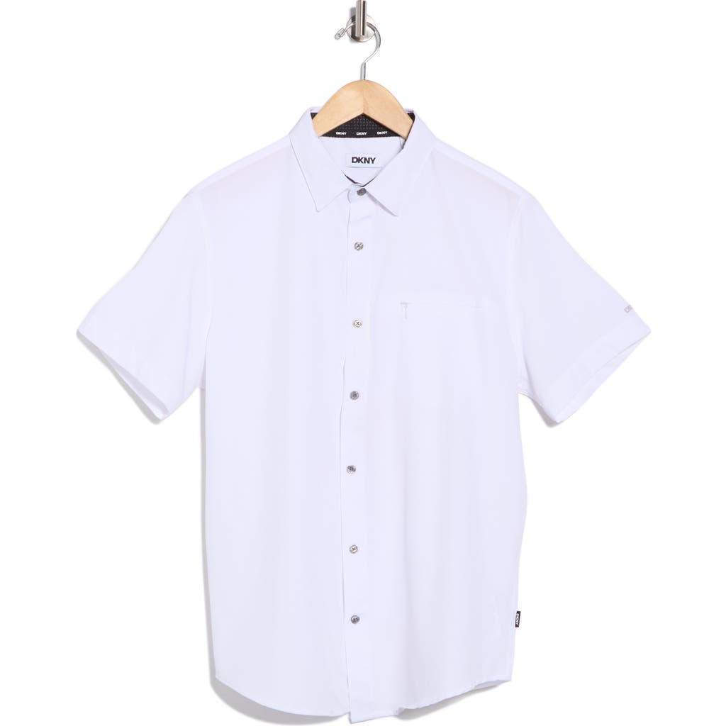 Dkny Sportswear Lenox Short Sleeve Button-up Shirt In White