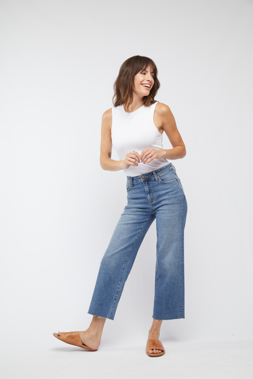 OLIVER LOGAN OLIVER LOGAN ABERDEEN HIGH RISE WIDE LEG CROP VINTAGE WORN
