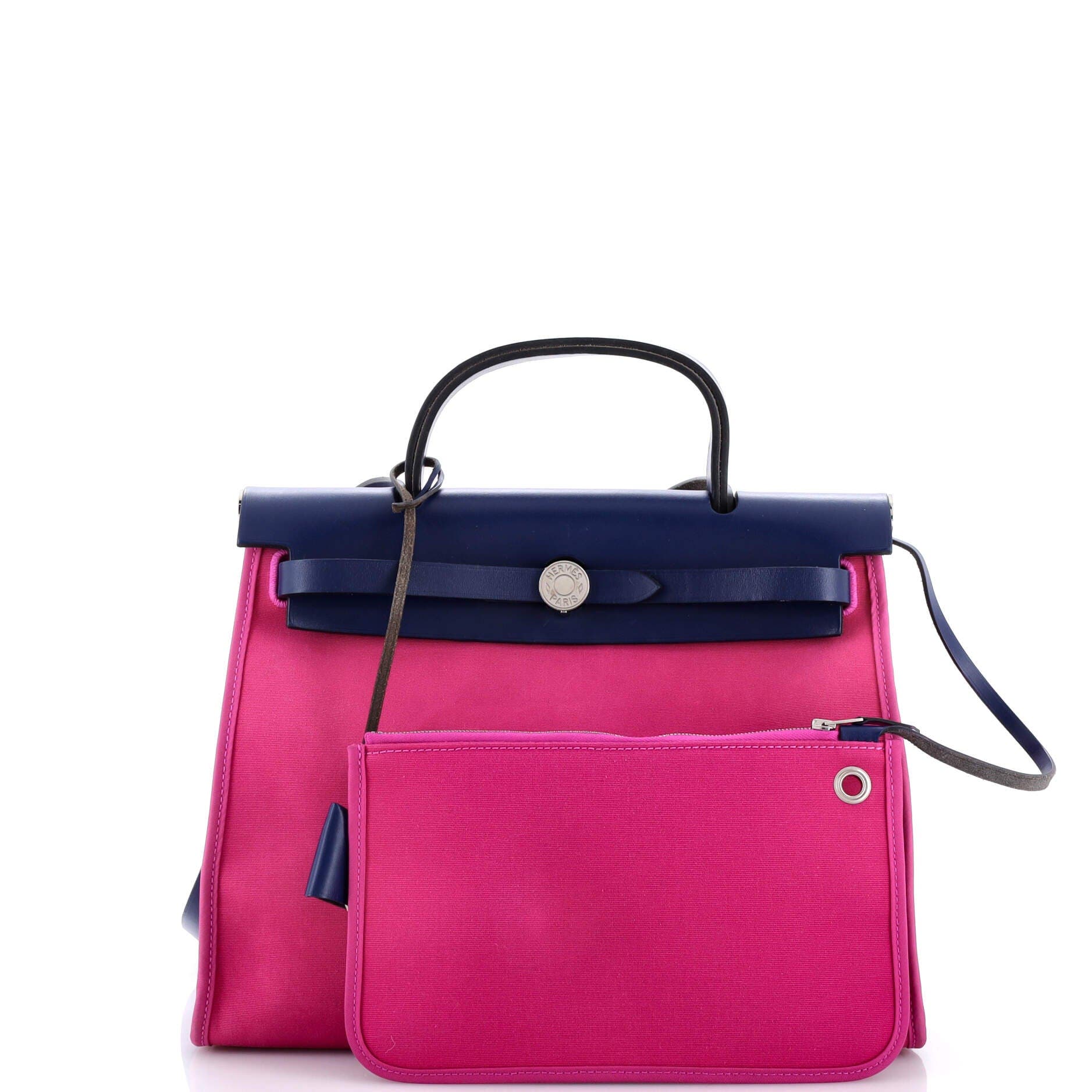 Pre-Owned Hermes Herbag Zip Leather and Toile 31, Alternate, color, Magnolia