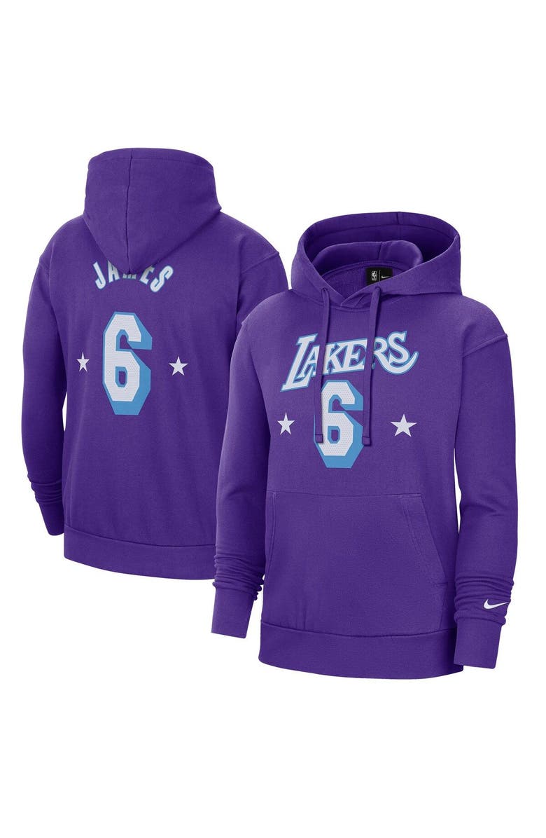 Nike Men's Nike LeBron James Purple Los Angeles Lakers 2021/22 City Edition Name & Number Pullover Hoodie, Main, color,