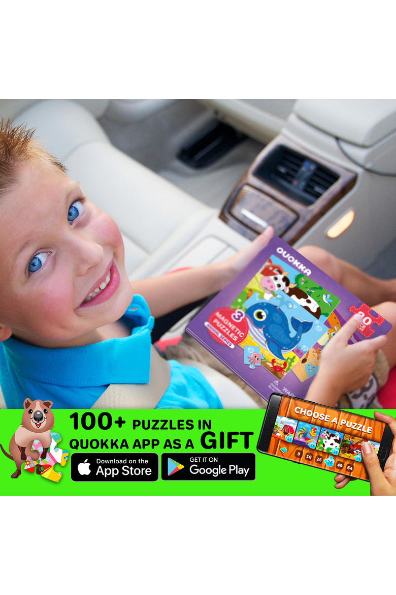 Magnetic Kids Jigsaw Puzzle Set - Animal, Space, Princess, and Math, Alternate, color, 20 pcs Animals