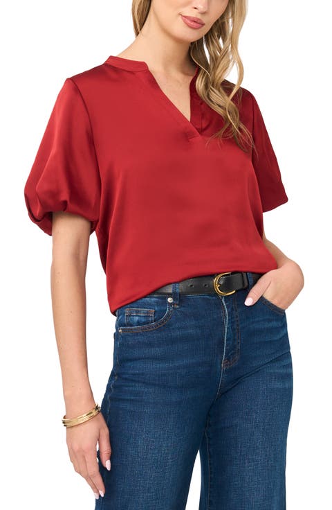 Puff Sleeve Satin Top