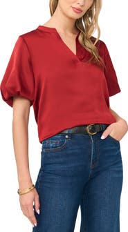Vince Camuto Puff Sleeve Satin Top