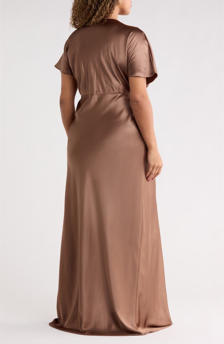 Renee C V-Neck Satin Dress, Alternate, color, Dune