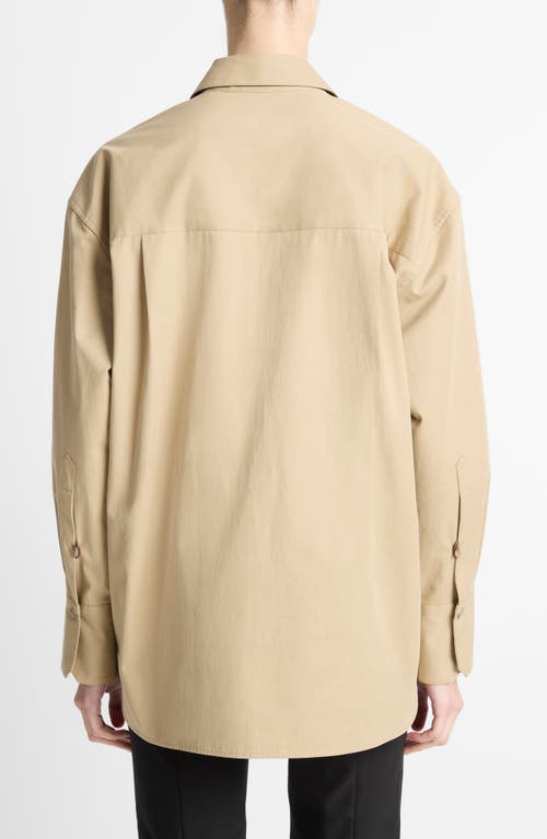 Vince Oversize Cotton Button-up Shirt In Brown