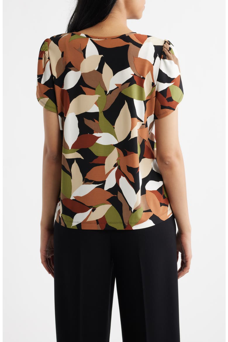 Foliage Print Tulip Sleeve Top, Alternate, color, CEDAR SPC MLT