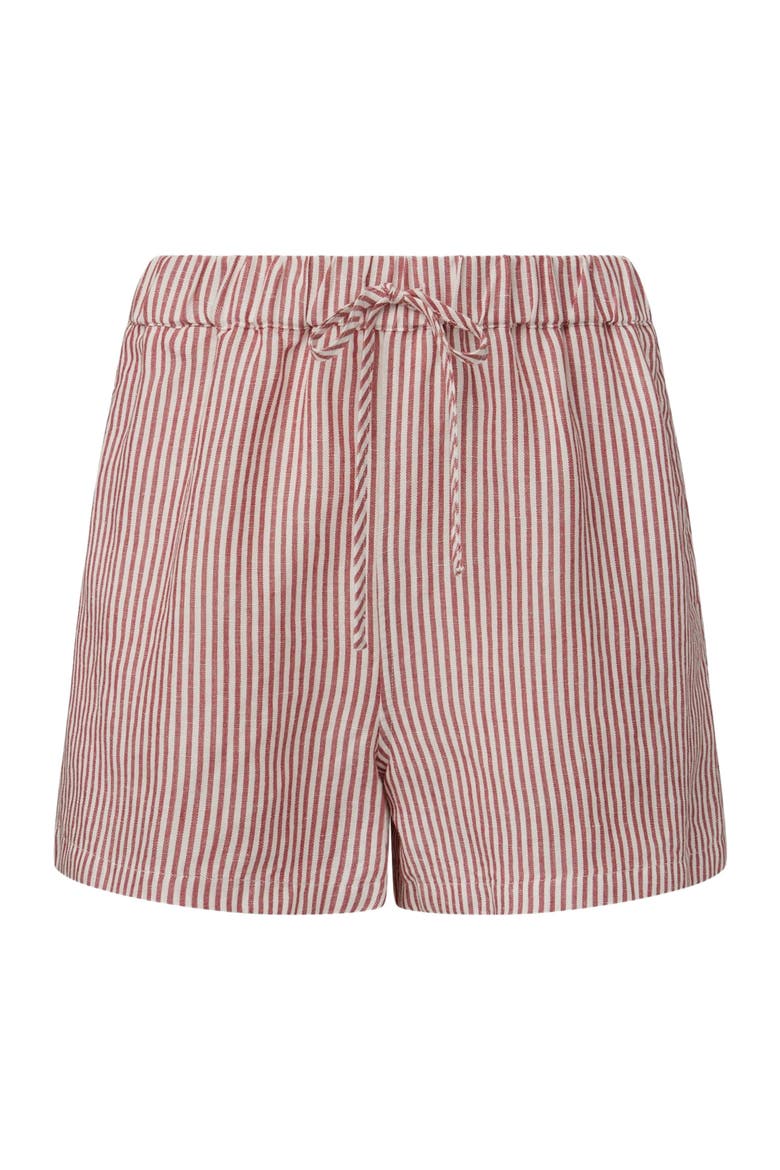 Air Linen Elastic Drawstring Short, Alternate, color, DARK RED/WHITE