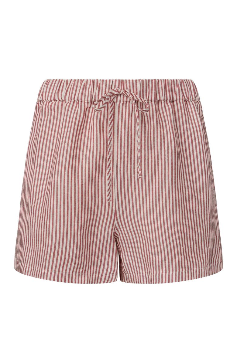 Onia Air Linen Elastic Drawstring Short, Alternate, color, Dark Red/White