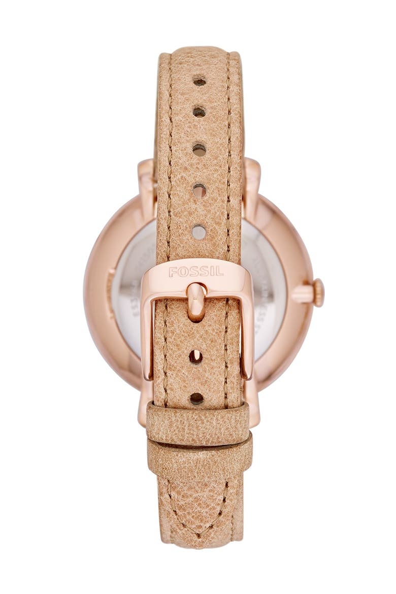 'Jacqueline' Round Leather Strap Watch, 36mm, Alternate, color, BROWN/ ROSE GOLD