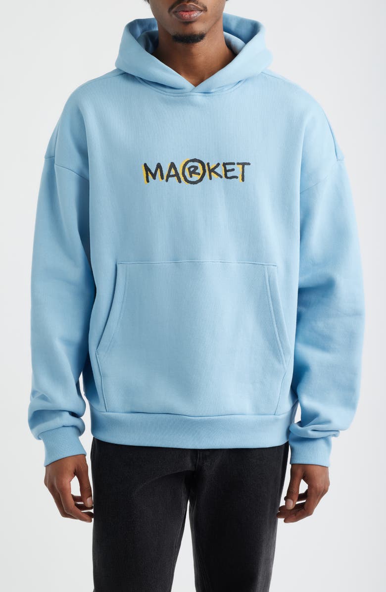 MARKET Smiley Doodle Cotton Graphic Hoodie, Main, color, Blue