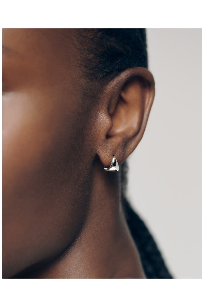 Tapered Huggie Hoop Earrings, Alternate, color, STERLING SILVER