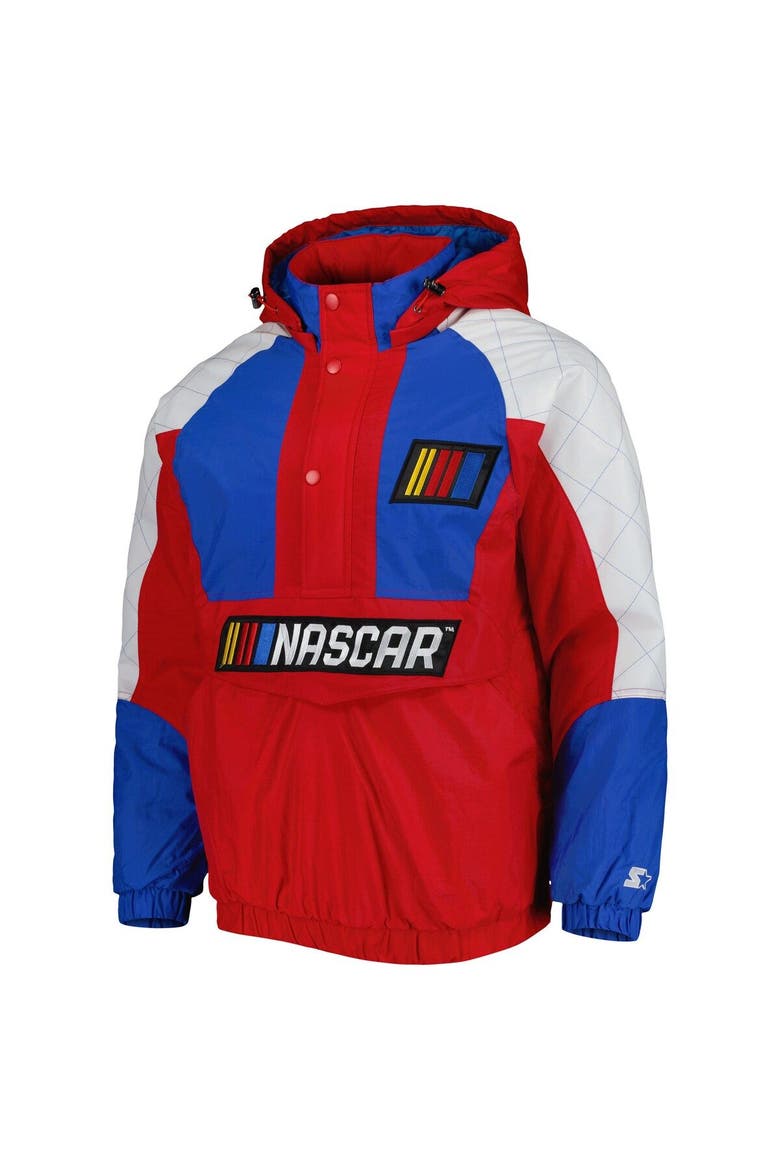 Men's Starter Red/Blue NASCAR The Body Check Half-Snap Pullover Jacket, Alternate, color, Red