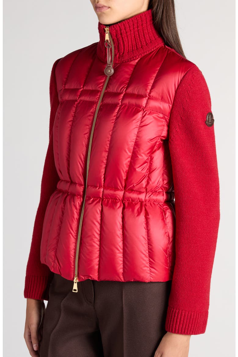 Mixed Media Wool & Cashmere Cardigan, Alternate, color, RED