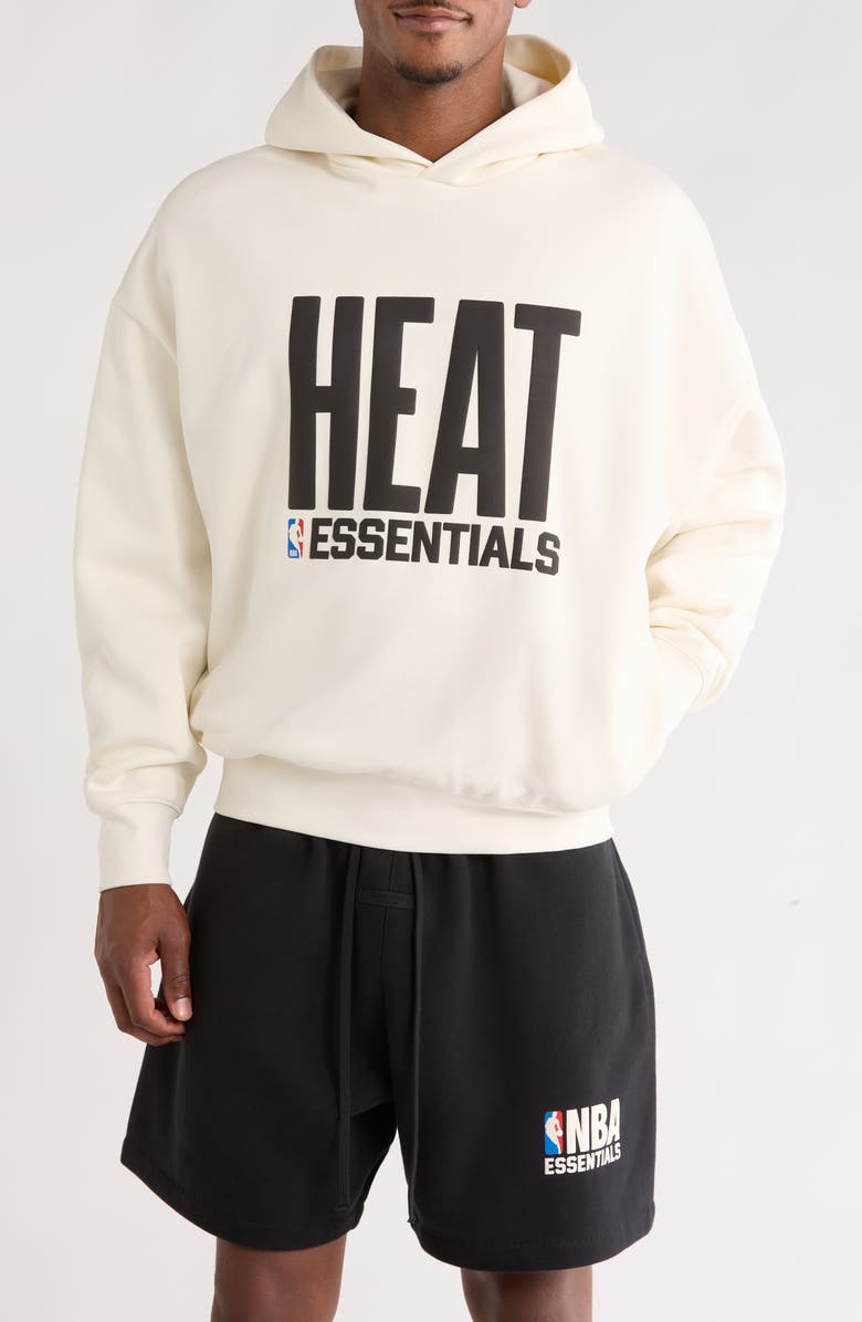 Fear of God Essentials Heat Cotton Blend Hoodie, Main, color, Cream White