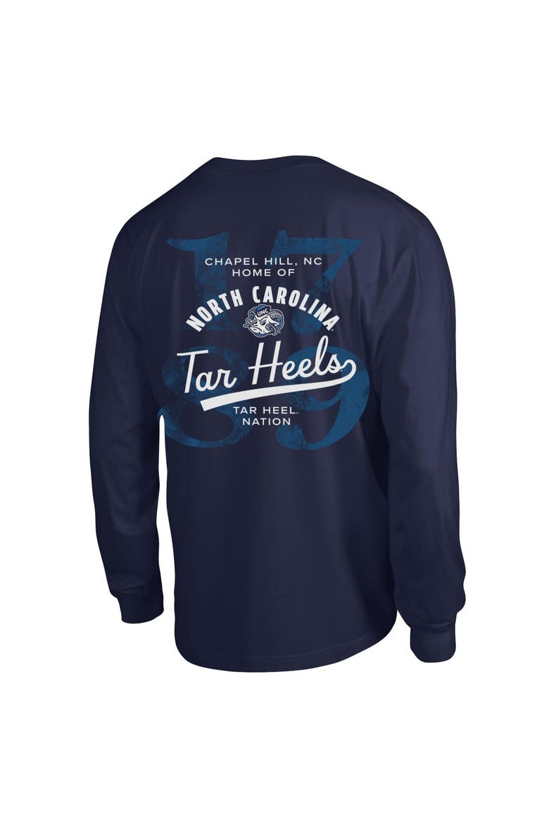 Men's Champion  Navy North Carolina Tar Heels Laminated All-Star Long Sleeve T-Shirt, Alternate, color, Navy