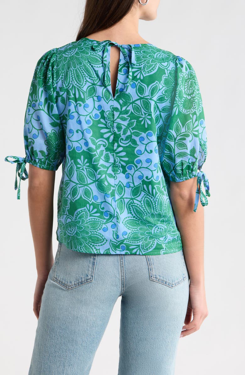 SUGARLIPS Tressa Floral Kareli Puff Sleeve Top, Alternate, color, Kelly-Blue-Multi