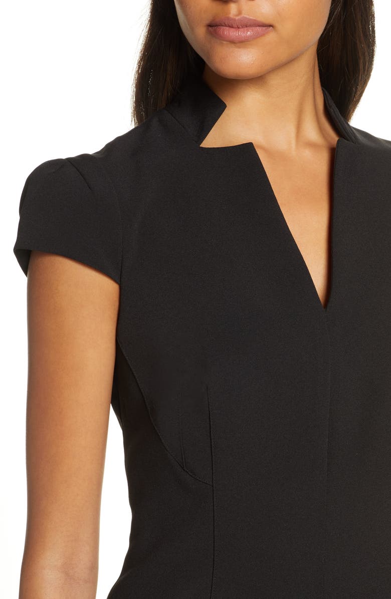 Tahari Star Neck Cap Sleeve Stretch Crepe Sheath Dress, Alternate, color, 