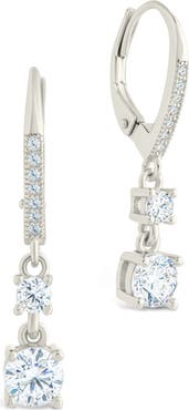 Sterling Forever Magdalena Cubic Zirconia Drop Hoop Earrings
