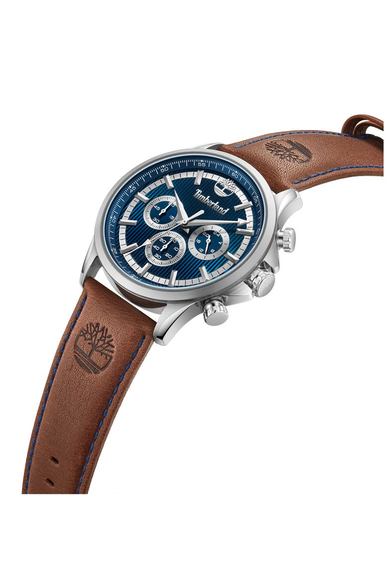 Bernardston Multifunction Chronograph Leather Strap Watch, 45mm, Alternate, color, BROWN
