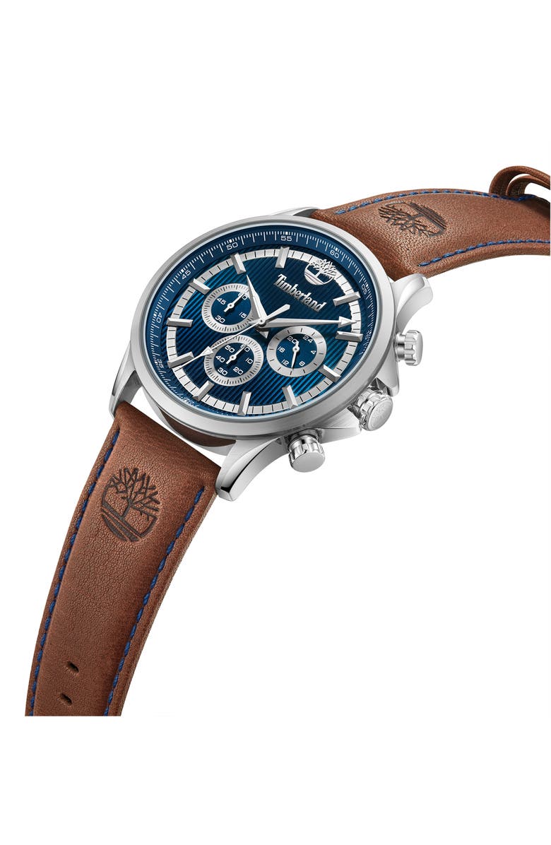 Timberland Bernardston Multifunction Chronograph Leather Strap Watch, 45mm, Alternate, color,