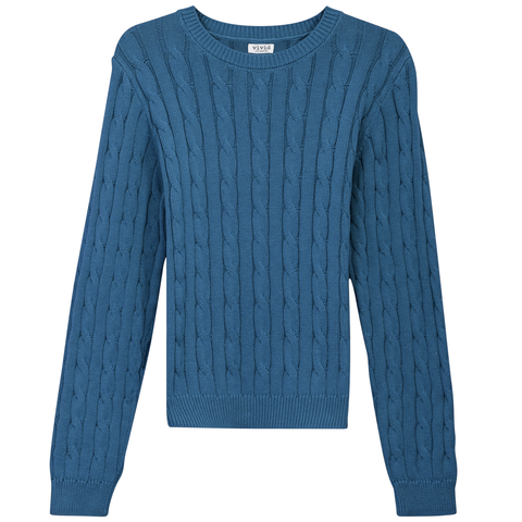 Cable Knit Ribbed Neck Sweater