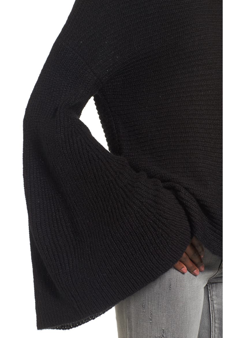 Flare Sleeve Sweater, Alternate, color, BLACK