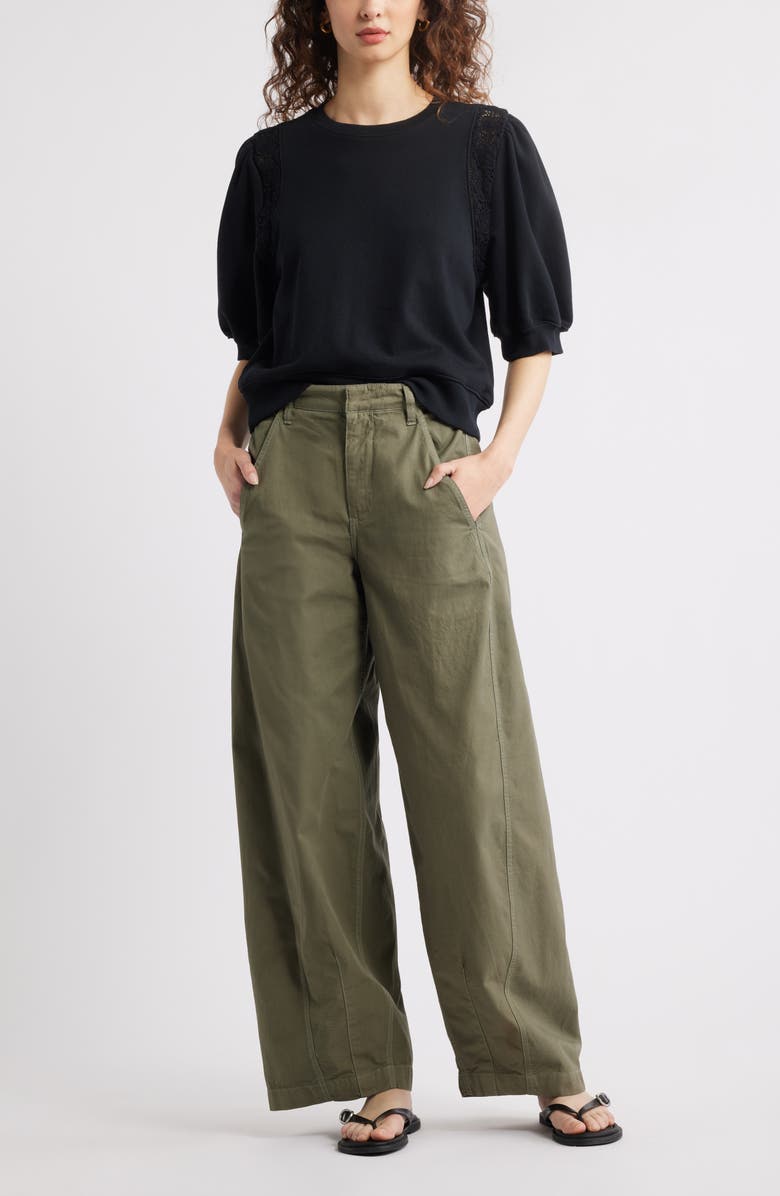 Treasure & Bond Lace Inset Puff Sleeve Crop Sweatshirt, Alternate, color,