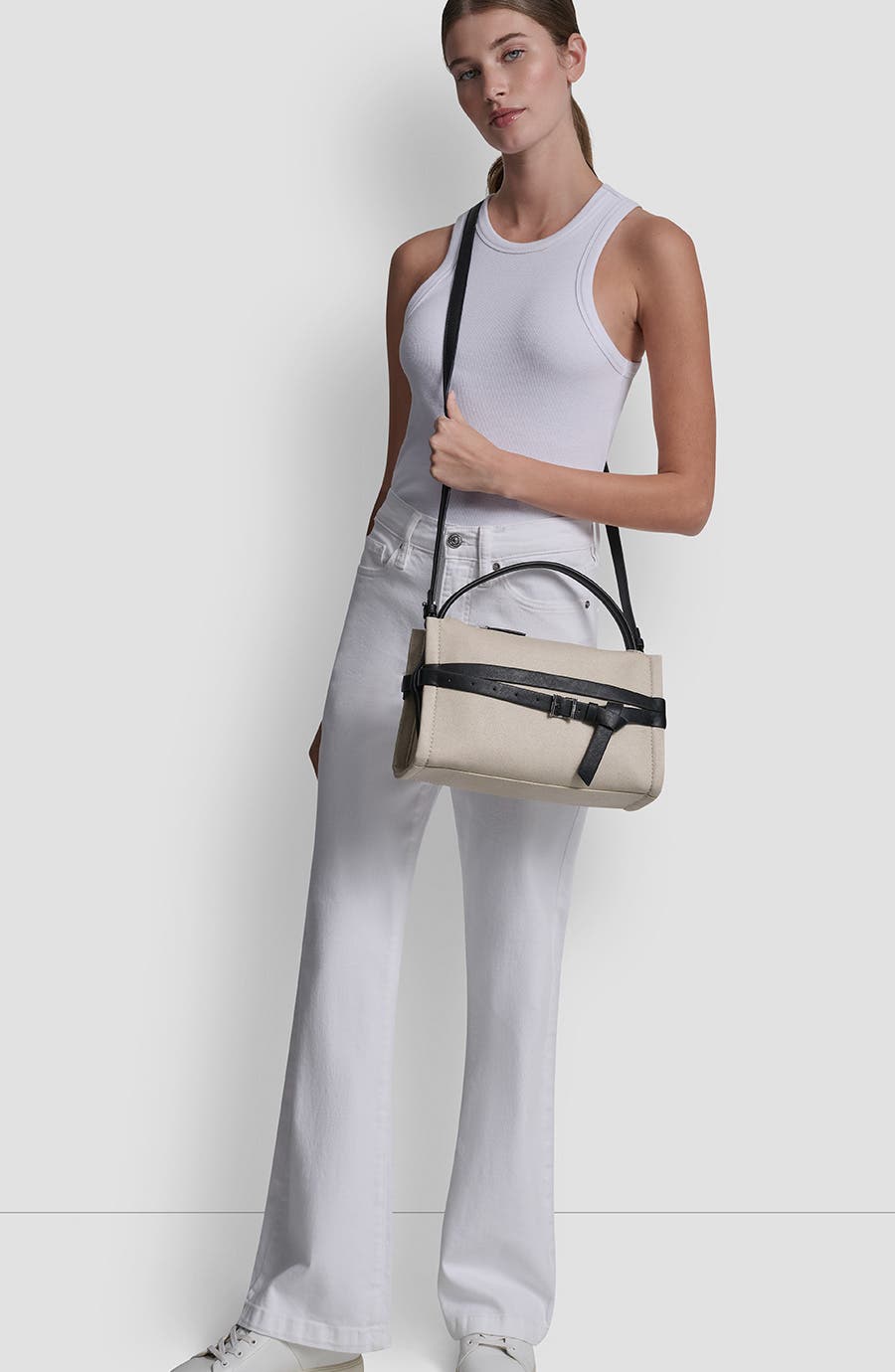 DKNY Bridie Medium Crossbody Bag, Alternate, color, Natural/ Black