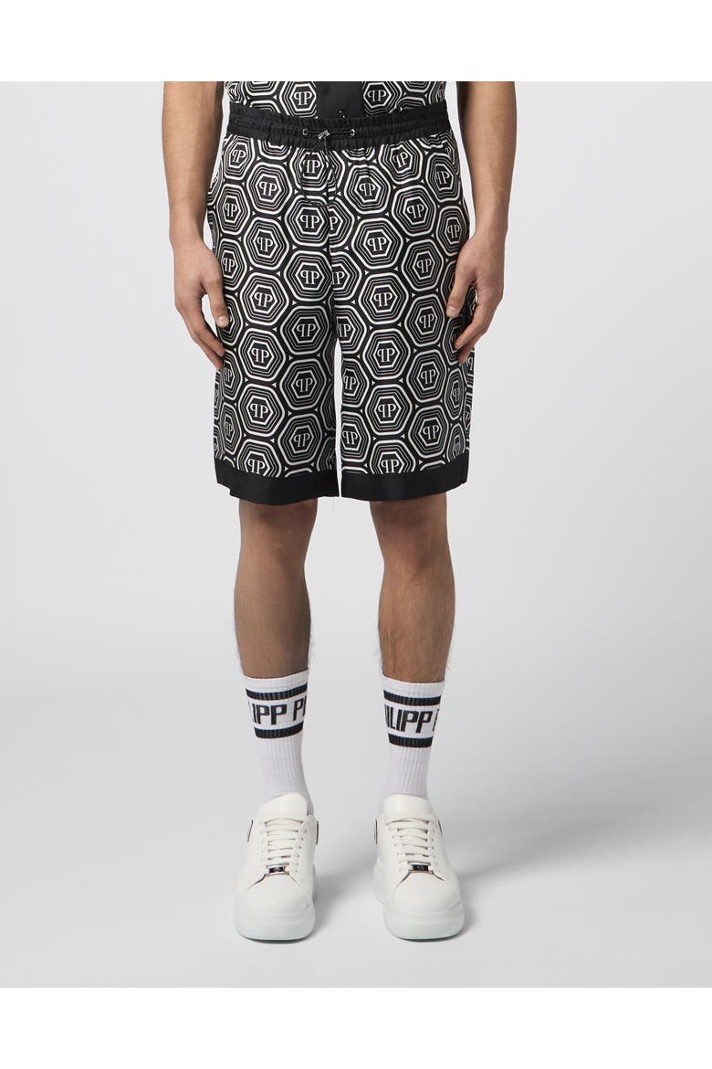 Silk Drawstring Shorts Monogram 70'S Men, Main, color, black