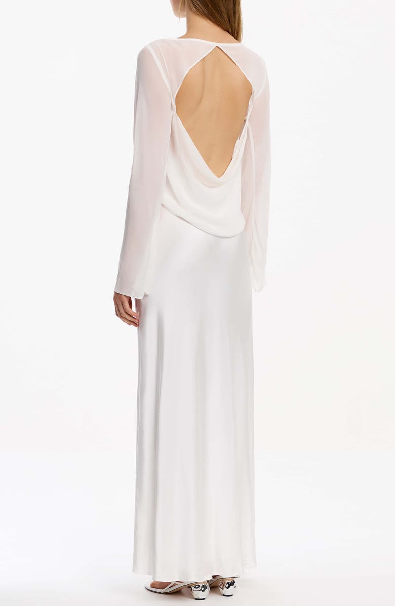 Significant Other Eevie Long Sleeve Satin Cocktail Dress, Alternate, color, Ivory