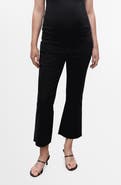 MANGO Over the Bump Raw Hem Crop Flare Maternity Jeans