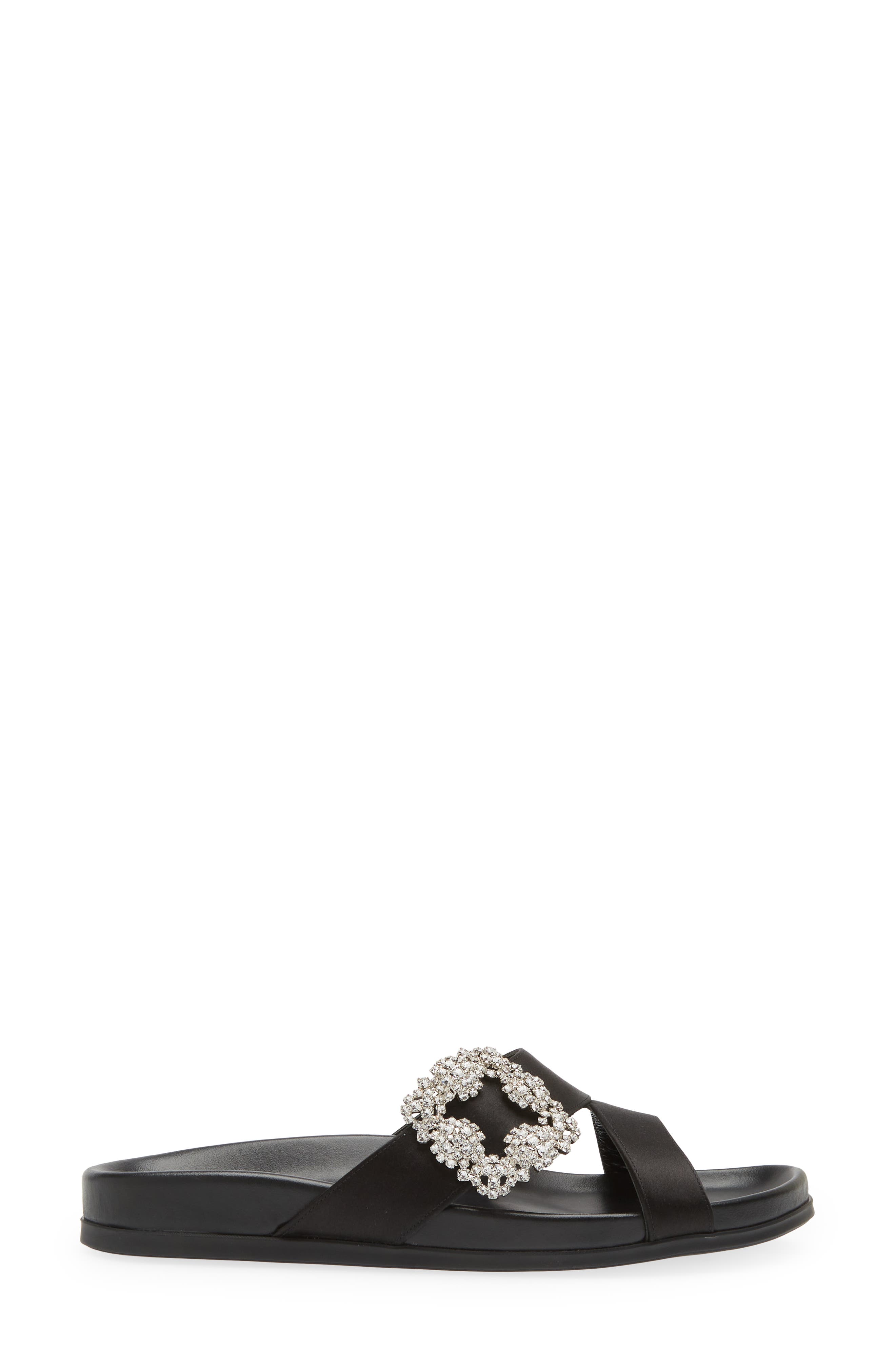 Manolo Blahnik Chilanghi Crystal Buckle Slide Sandal, Alternate, color, 