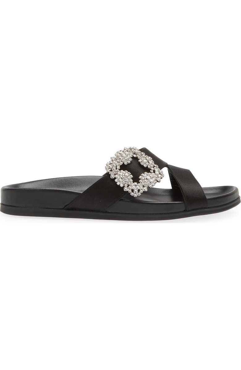 Manolo Blahnik Chilanghi Crystal Buckle Slide Sandal, Alternate, color,