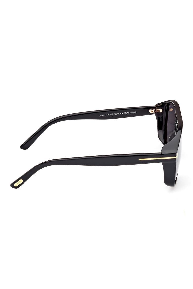 Rosco 58mm Navigator Sunglasses, Alternate, color, SHINY BLACK / LOGO / SMOKE