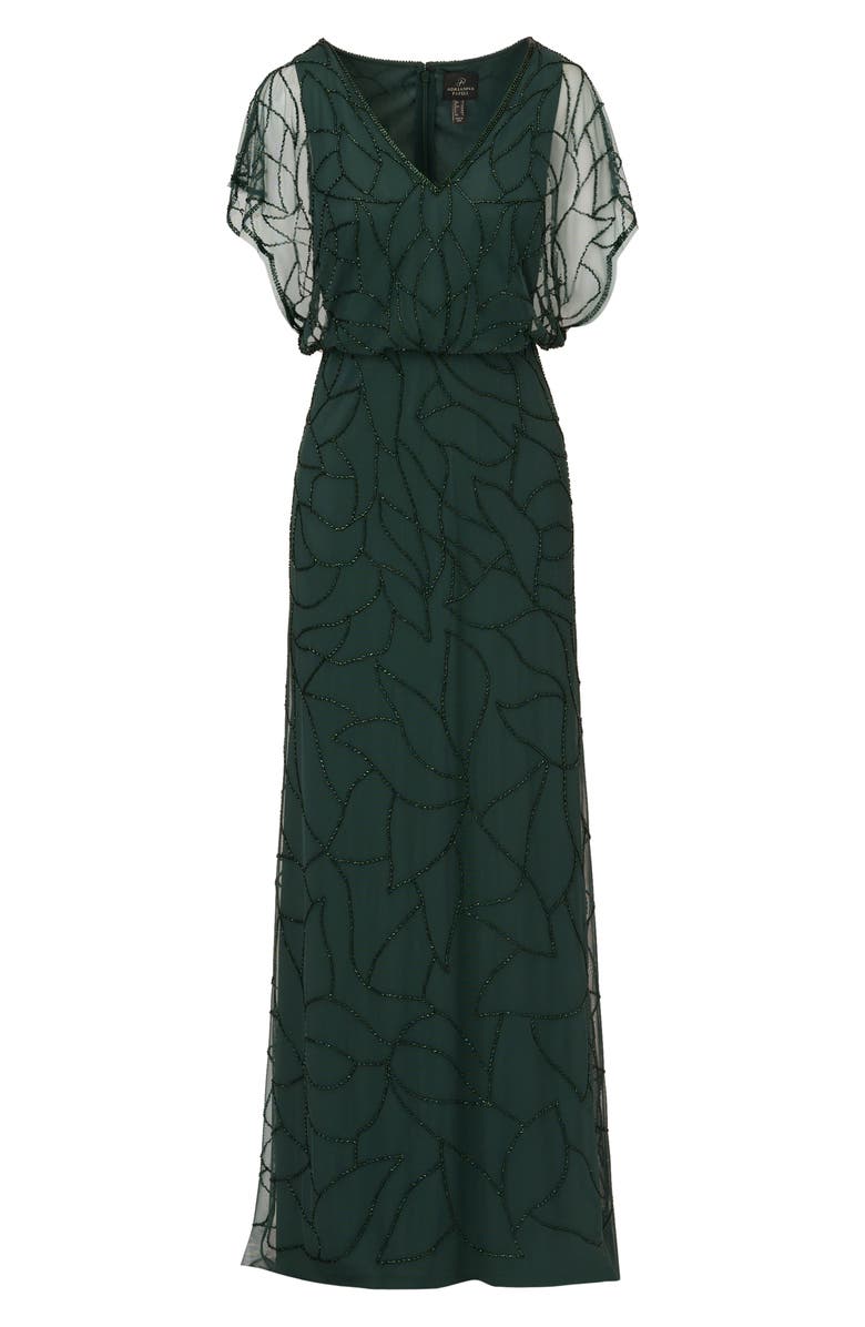 Adrianna Papell Beaded Mesh Blouson Gown, Alternate, color, 