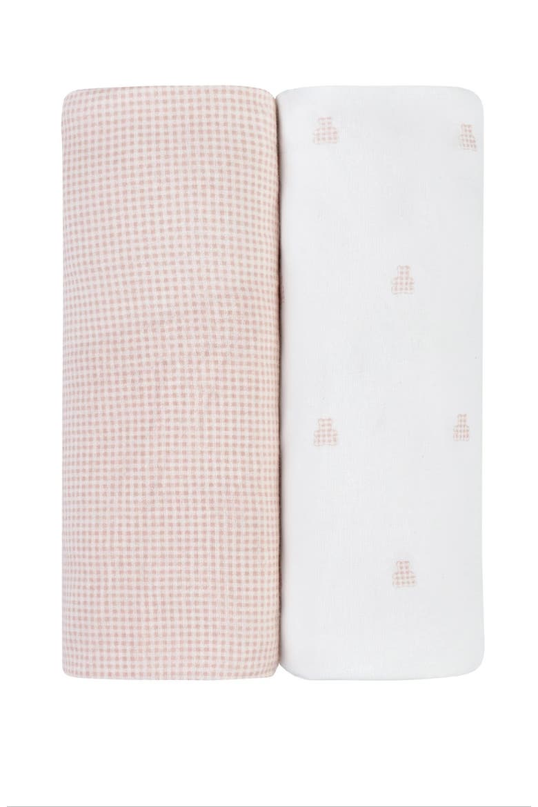 Gingham Bear Collection Baby Fitted Pack n Play - Mini Crib Sheet 2 Packs, Alternate, color, Pink