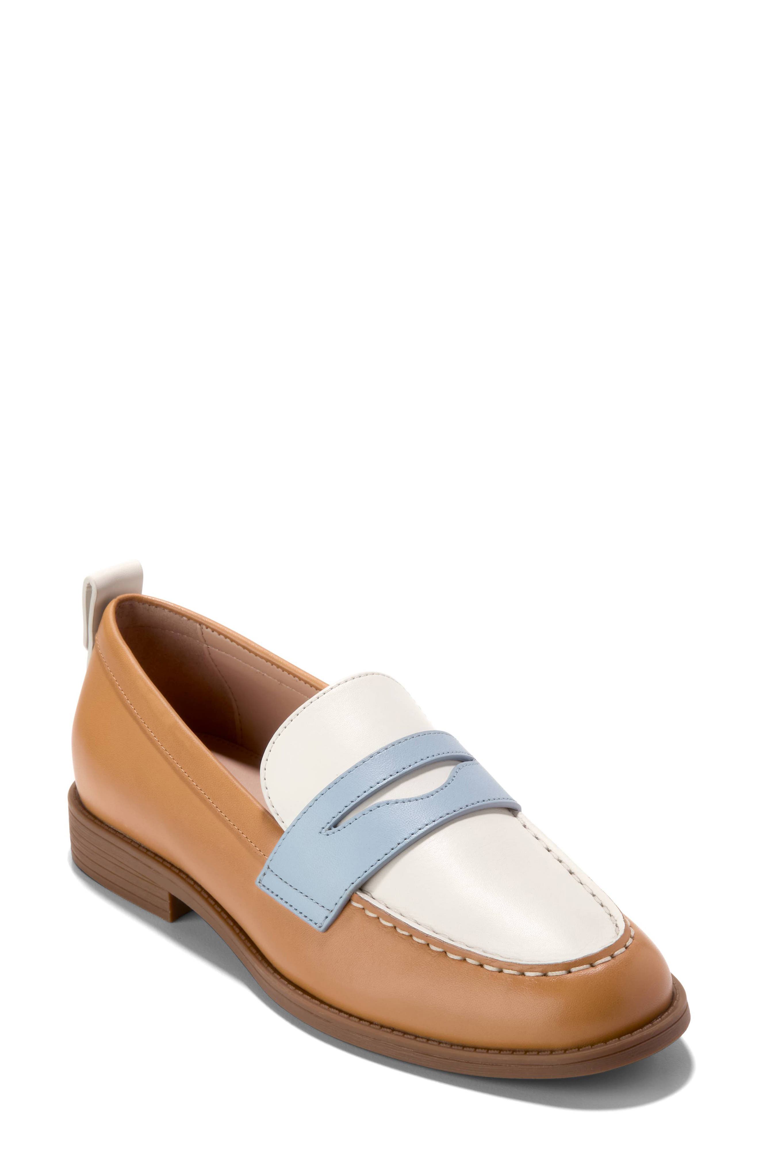 Cole Haan Stassi Penny Loafer, Main, color, Biscuit Ivory Sky Leather