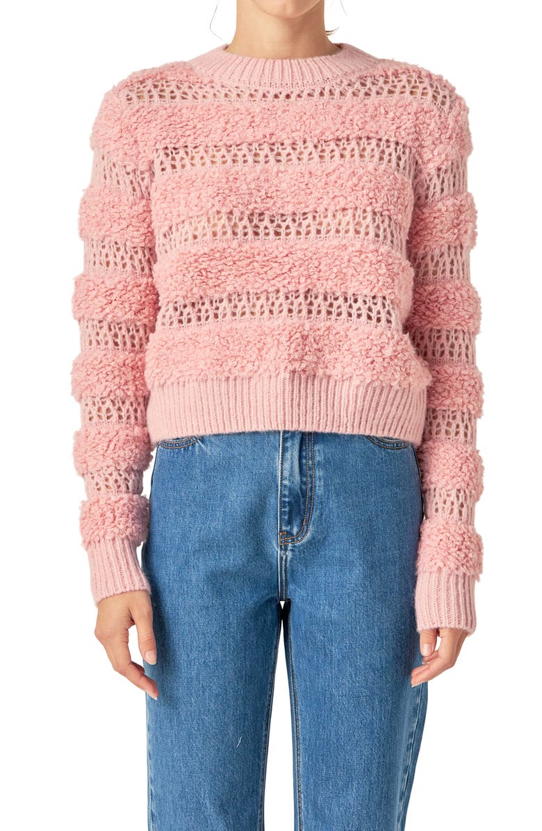 English Factory Stripe Mixed Stitch Sweater, Alternate, color, 